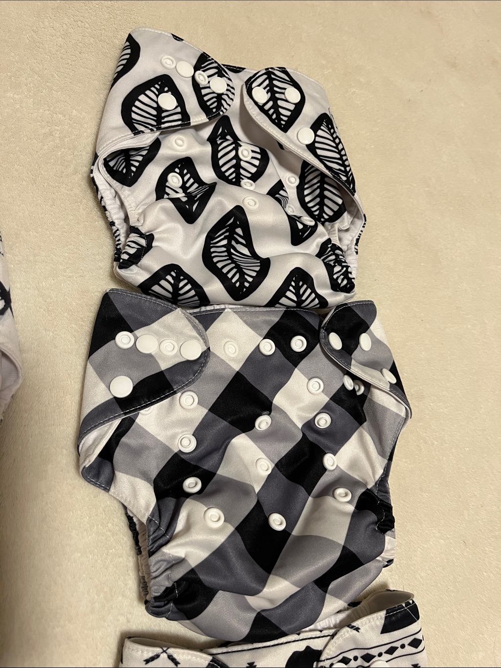 Nora’s Nursery | Adjustable Black & White Patterned Cloth Diaper Lot — image 6 of 8